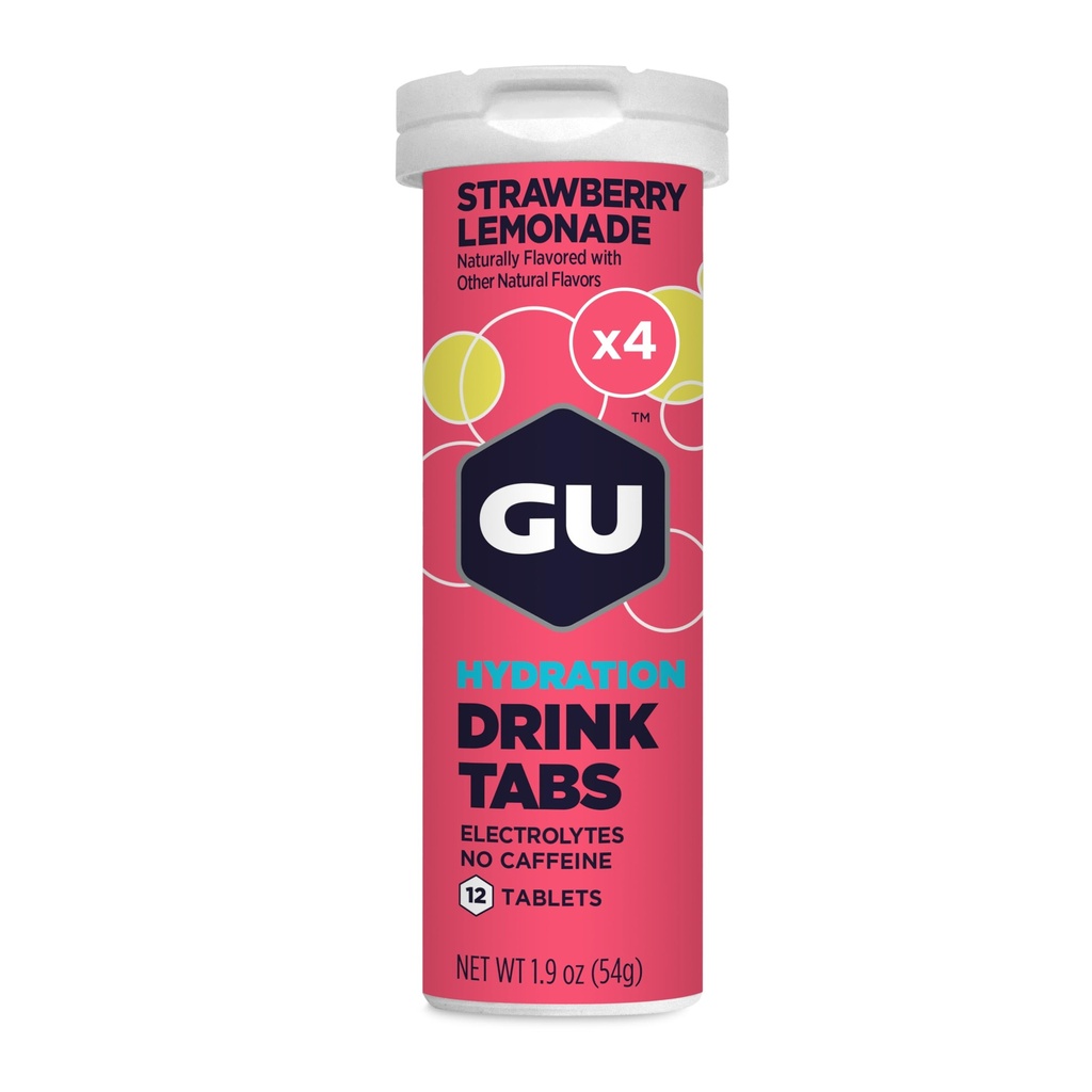 GU Energy Hydration Electrolyte Drink Tablety, Enhanced Endurance Sports Drink for running, Cycling, Triatlon, 4- Počet (48 Služeb), Strawberry Lemonade
