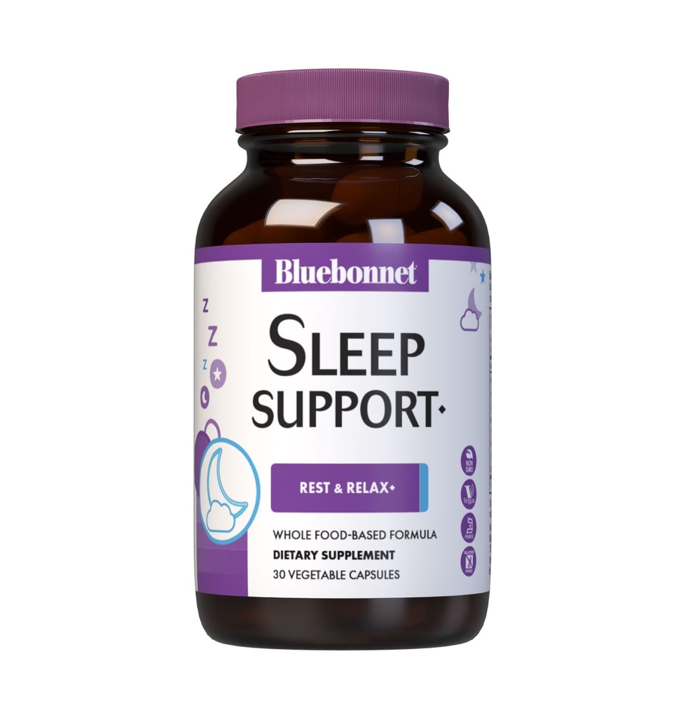 Bluebonnet Nutrition Cílené Choice Sleep Support, Relaxation All Food- Based Formule, Soy- Free, Gluten- Free, Kosher, Non- GMO, Dairy- Free, Vegan, 30 Zeleninové kapsle