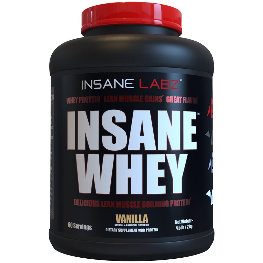 Šílený Labz šílený syrovátka, 100% Muscle Building Syney Protein, Post Workout, BCAA Amino profil, Mass Gainer, strava náhrada, 5lbs, 60 Srvgs, (Vanilla)