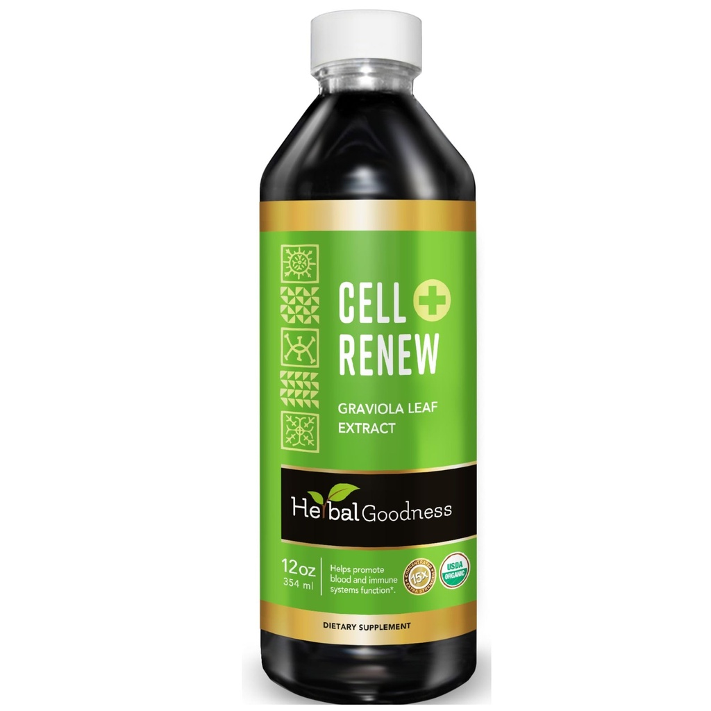 Soursop Extract Organic Cell Reew Graviola Leaf Extract 12oz - 15X Přírodní Soursop Juice koncentrát, Promotes Cell Regeneration, Imunity Boost, Podpora spánku - Kosher Certified - Made in USA