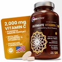 OmniBiotics Ultimate Vitamin C Dodatek 2000mg - se zinkem, Elderberry Extract, a D3 - Vysoká potence imunitní podpora & Collagen Booster - 120 Vegan Tablety