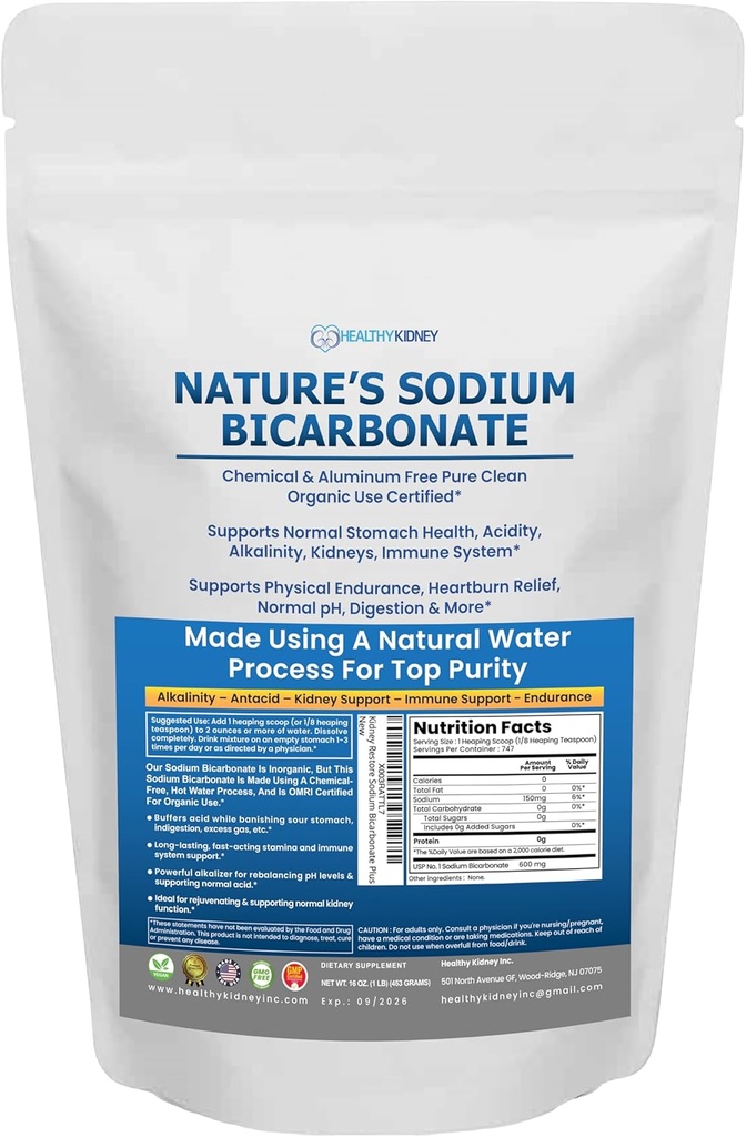 Přírodní sodík Bikarbonát Organické použití Hliník zdarma pečení sodu. No Chemical Pure Baking Soda Powder for Health & Wellness. Bikarbonát sodný 1lb