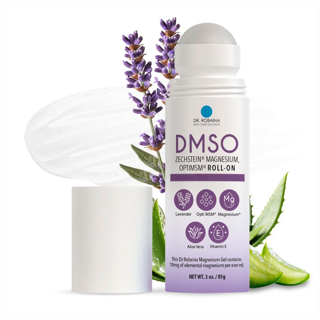 Dr. Robaina DMSO Lavender Roll- On - Ultimate Skin Comfort & Nourization CLAS124; 99.9% Čistá farmaceutická třída s Arnica, Magnesium, Aloe Vera, Vitamin E CLAS124; Made in USA