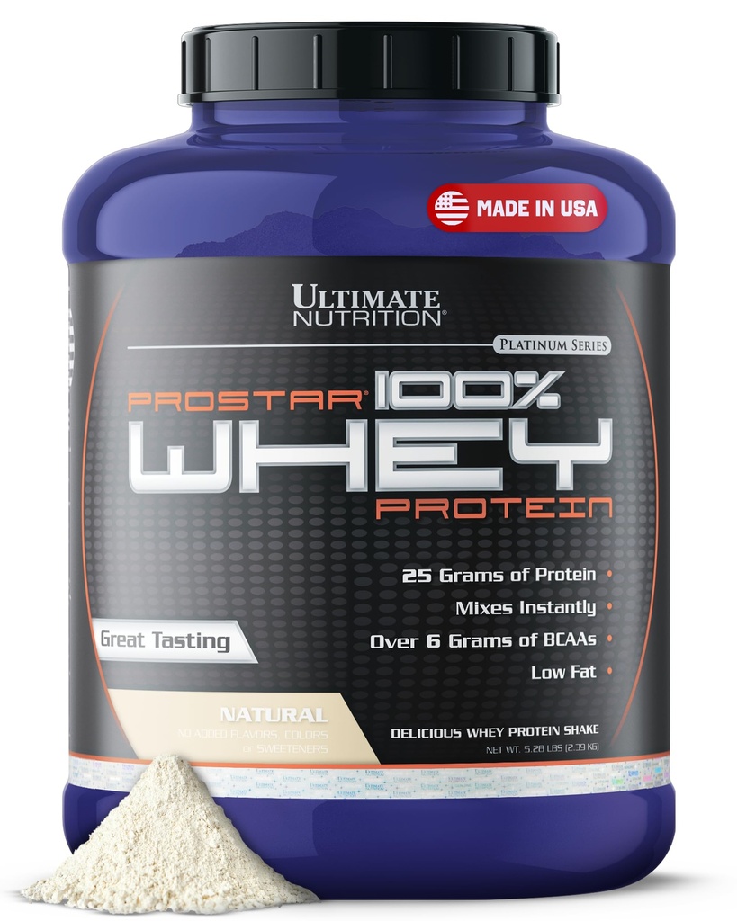 Ultimate Nutrition Prostar Syrovátkový prášek izolát, přírodní - Nízké sacharidy, High Protein prášek Shake for Muscle Gain & Recovery - Nízké množství sodíku, Low- Fat & Keto Friendly - 5,28 liber Tub
