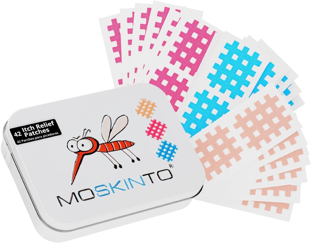Moskinto The Original Mosquito Itch Relief Patches for Kids & Dospělí, Bug Bite Patches Soothe Otok & Svědění, Anti Itch Bug Bite Relief, Sací nástroj Alternative, Rodinný balíček, 42 Počet