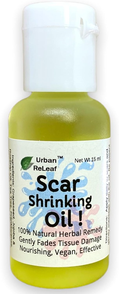 Urban ReLeaf Jizva Shrinking Oil! Jemně slábne poškození tkáně, Nurishing Vegan Efektivní. Pomáhá Keloidům, Bumpsovi, Vychovaným Jizvám. 100% přírodní remedy.
