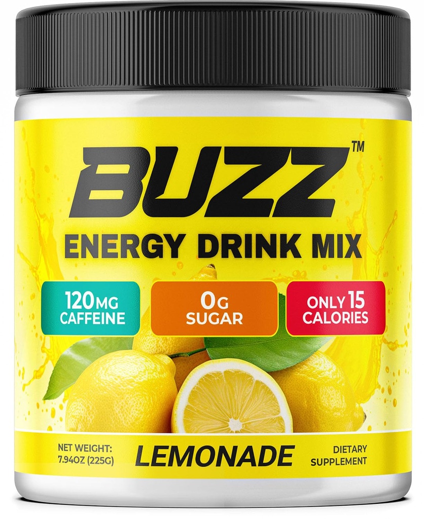 Morning Buzz Energy Drink Powder - Energy Boost - Sugar- Free Energy with Antioxidants - Morning Kick and Sports Nutrition Endurance Product - 30 Serings, Lemonade, 8 Ounces
