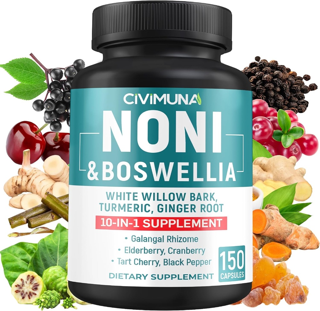 Noni Extract Kapsle s Noni, Boswellia, White Willow Bark a více - 150 Kapsle pro 5 měsíců Dodávka