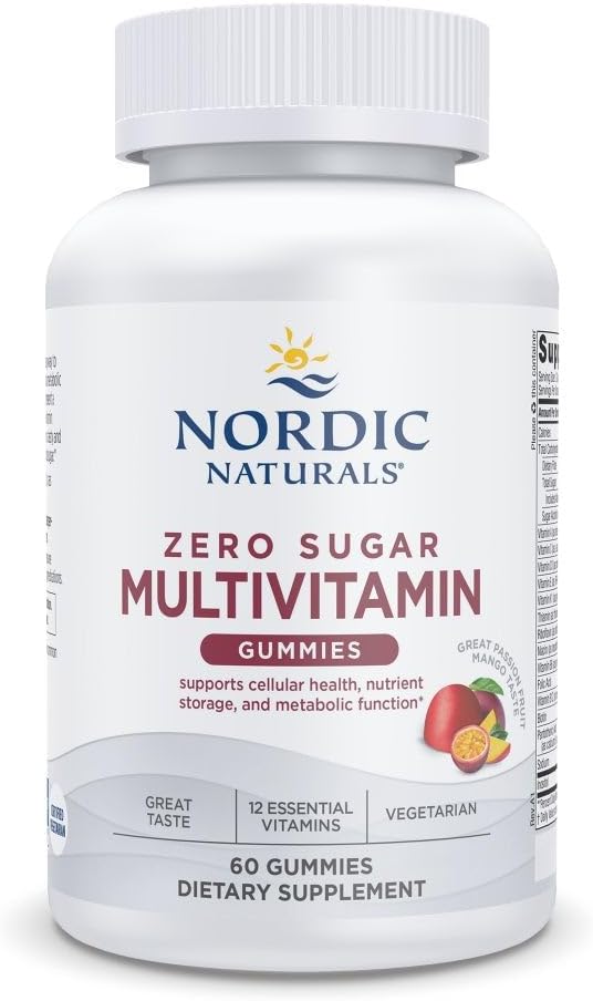Nordic Naturals Zero Sugar Multi Gummies - vegetariánský multivitaminový dodatek - Passionfruit Mango - 60 Pectin- Based Gummies - 12 Essential Vitamíny pro dospělé - Non- GMO - 30 Služení