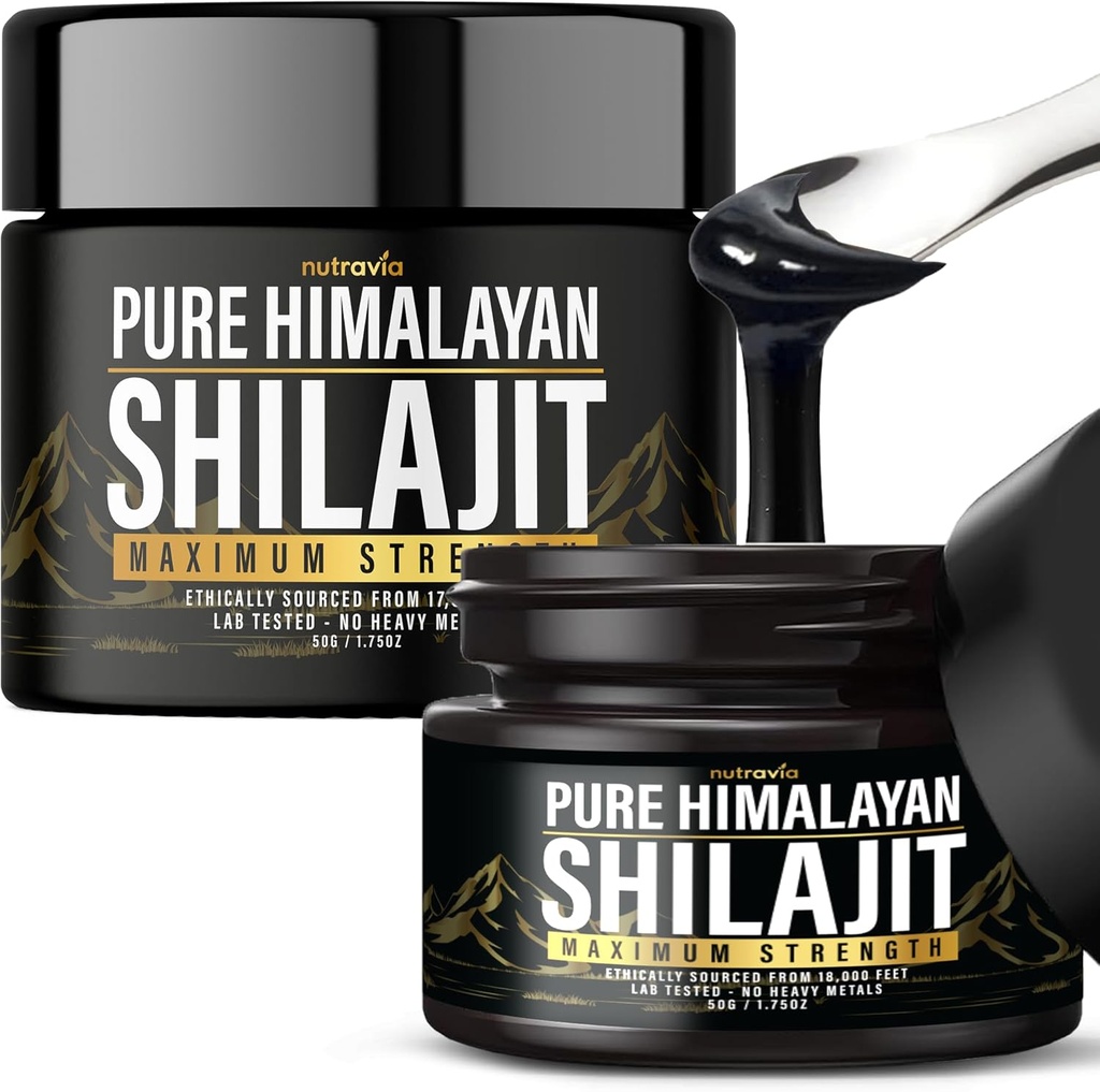 (2 Pack) Shilajit Pure Himalayan Organic Resin - Natural Authentic Lab Tested Formule for Men, Women - No Heavy Metals - 600mg Max Strength with 85 + Trace Minerals Golden Grade Shilajit Dodatek