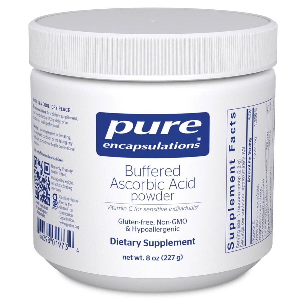Čisté enkapsulace Buffered Ascorbic Acid Powder 124; doplněk vitaminu C pro citlivé jedince 124; 8 Ounces