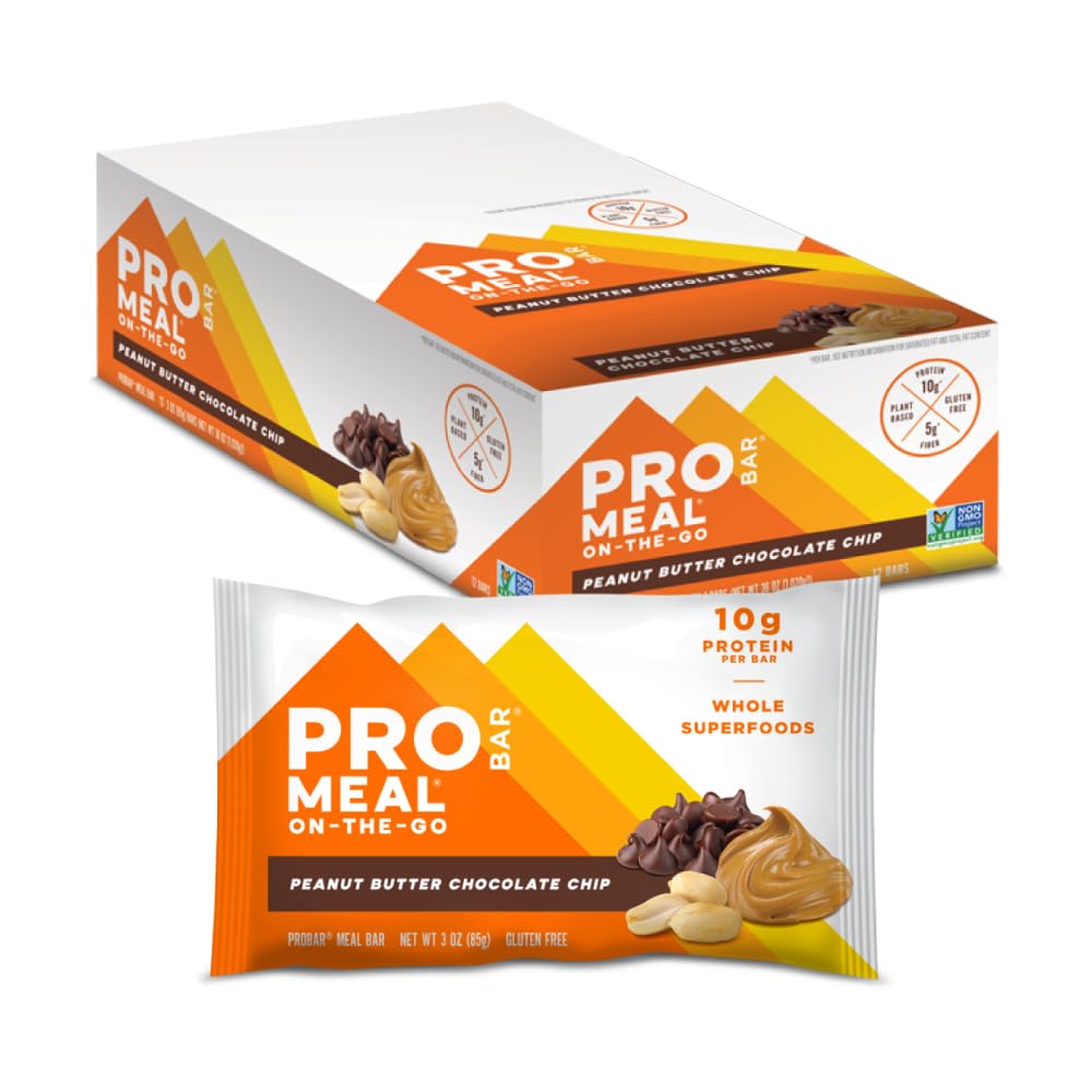 PROBAR - Strava bar, arašídové máslo čokoládový čip, non-GMO, gluten- Free, zdravé, Plant- based All Food Ingredients, přírodní energie (12 Počet)