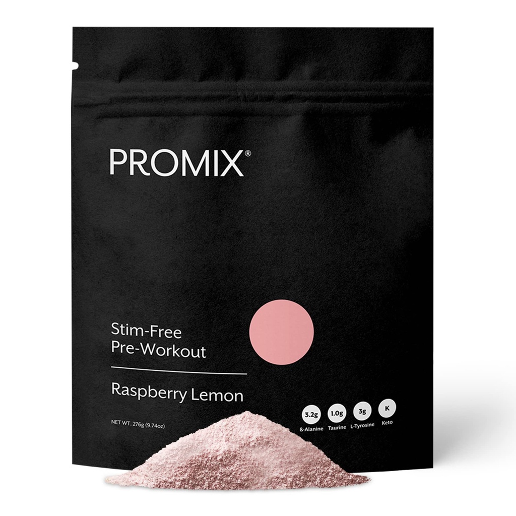 ProMix Nutrition Stim- Free Pre- Workout Powder, Malina Lemon - 274g - Maximalizovat Focus, Energy & Performance - Vitamin B12, Taurin, Beta- Alanin & L-Tyrosin - 30 Služeb (Balení 1)