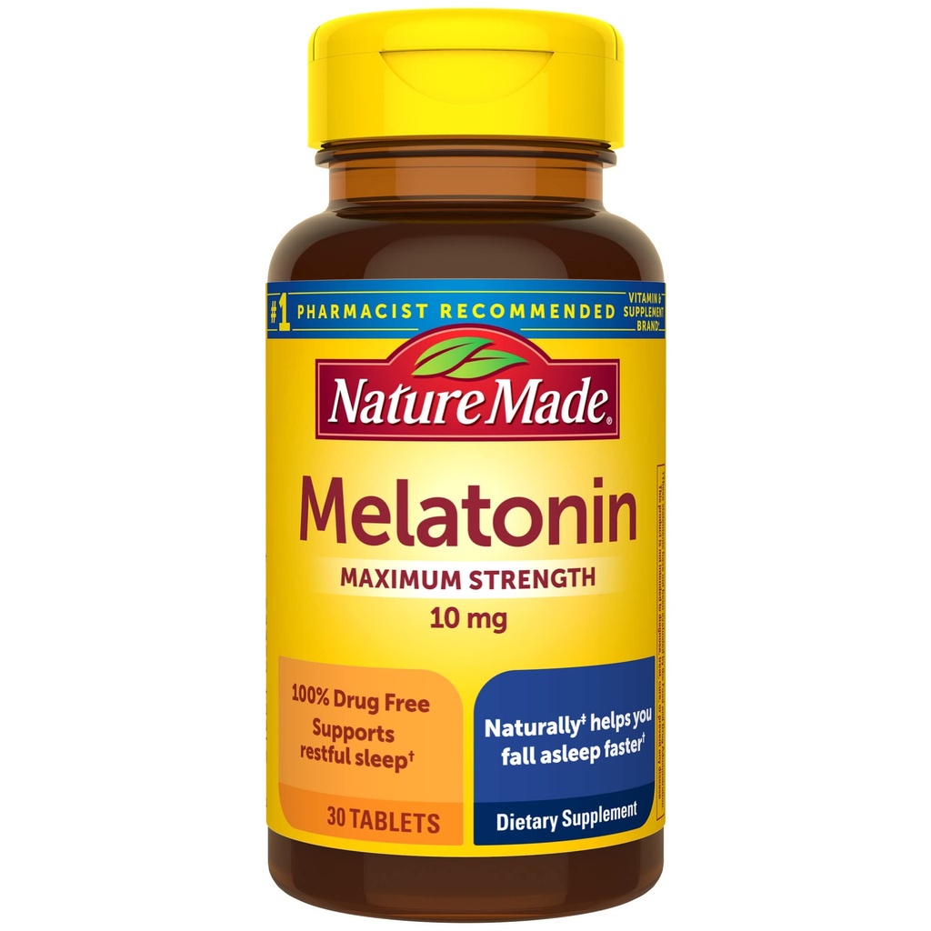 Příroda Made Melatonin 10mg Extra Silné tablety, Dietní dodatek pro klidový spánek, 30 Počet, 30 Den Dodávka
