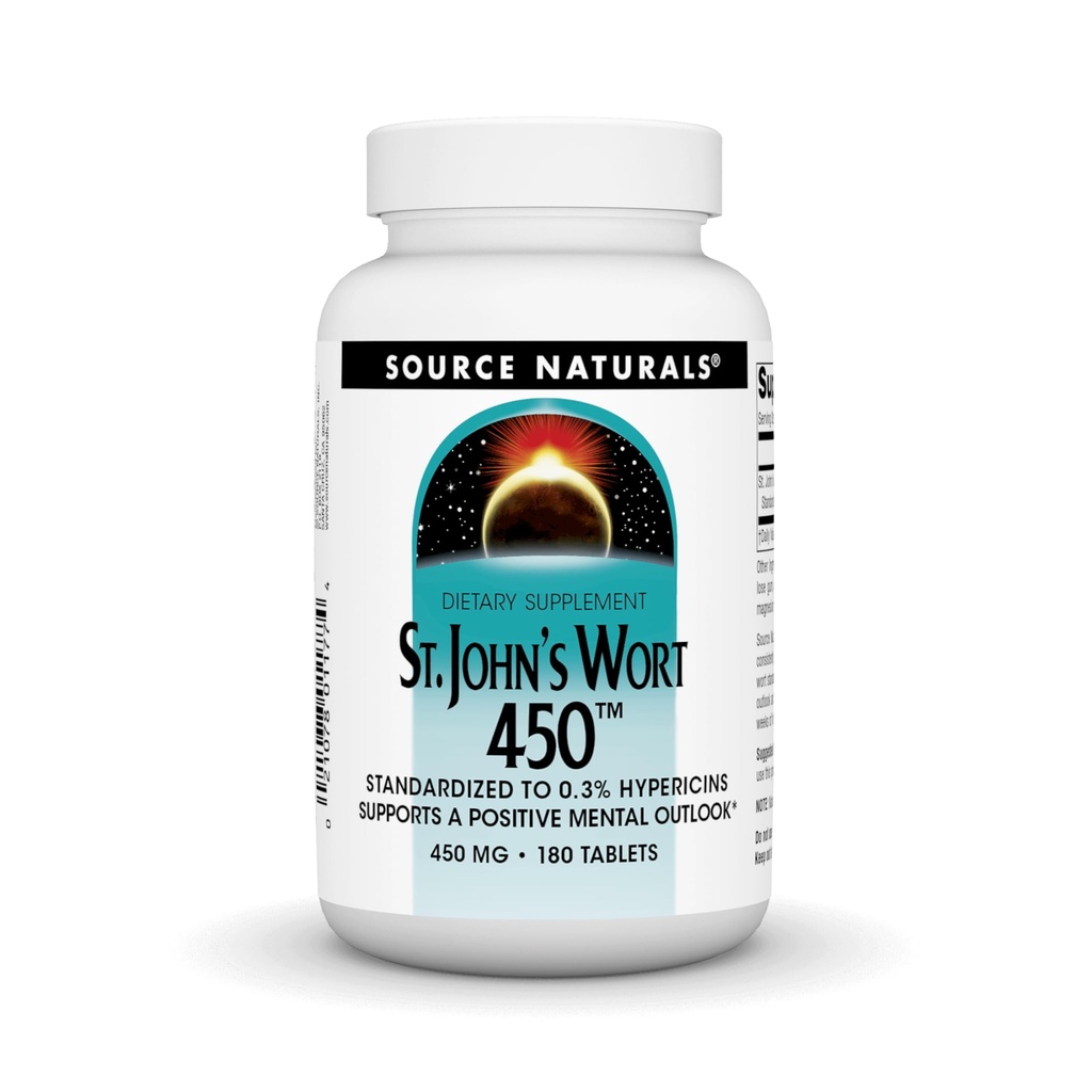 Zdroj Naturals St. John 's Wort 450 mg Podporuje pozitivní vzhled - 180 tablet