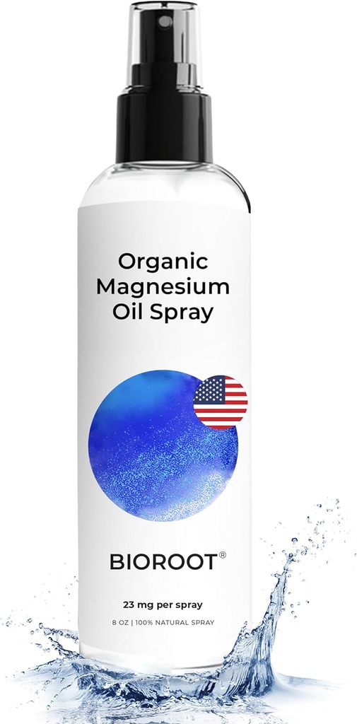 Organický hořečnatý sprej - 8oz (single) - 100% čistý magesiový olej, rychlý absorbent, hořečnatý sprej pro nohy a tělo, USP stupeň