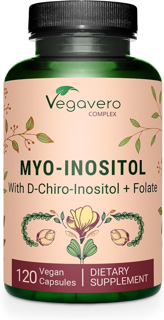 Vegavero Myo-Inositol & D- Chiro Inositol PHAR124; Hormon Balance & Ovaria Support PHAR124; with Folate, Resveratrol, CoQ10 PHAR124; 40: 1 Ratio PHAR124; Lab- Tested PHAR124; 120 Caps GAR124; Vegan