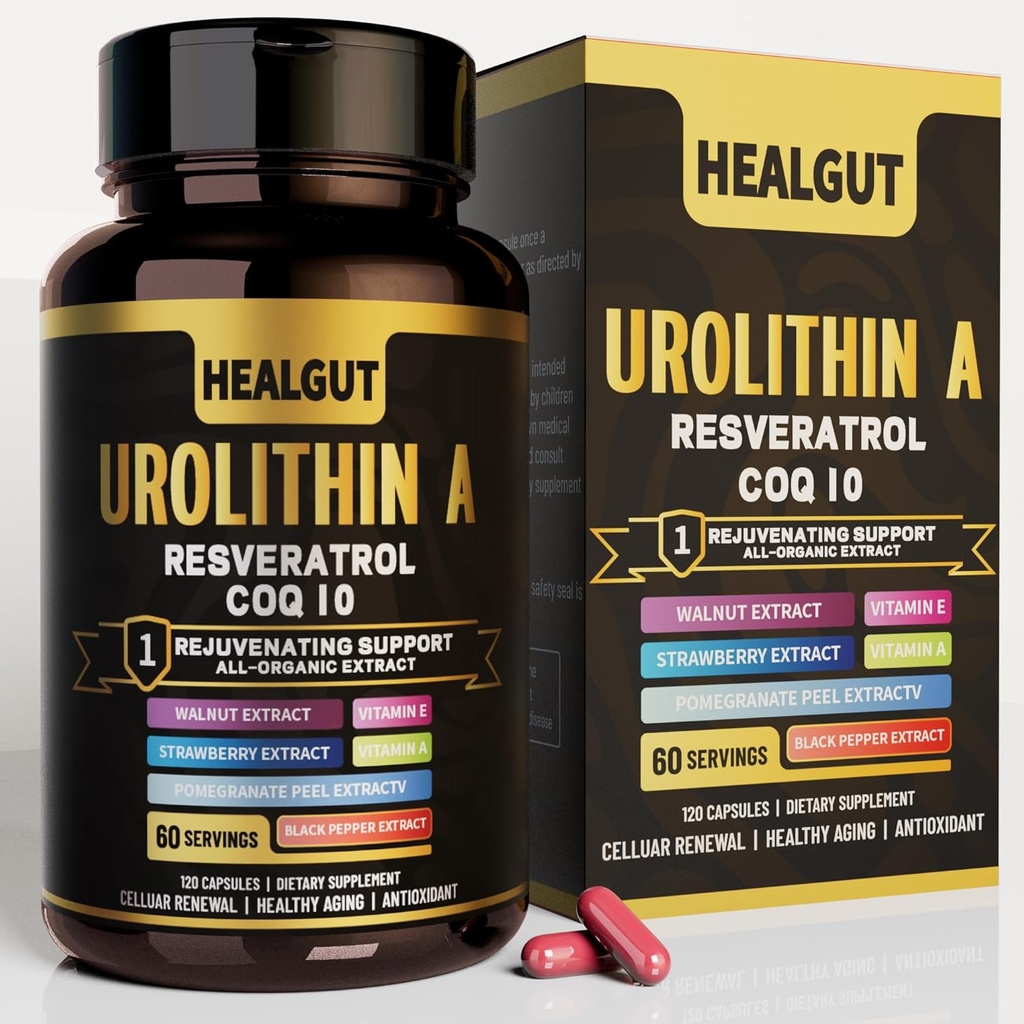 9-in-1 Urolithin A dodatek pro ženy Anti- Aging 1000mg: Antioxidační kapsle s trans- Resveratrol a CoQ10 - USA Laboratorní ověřená podpora Zdravého stárnutí a buněčné obnovení