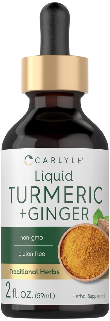 Carlyle Turmeric a Ginger Drops 2 fl oz cr124; dodatek s Black Pepper cr124; Vegan, Non- GMO, gluten zdarma