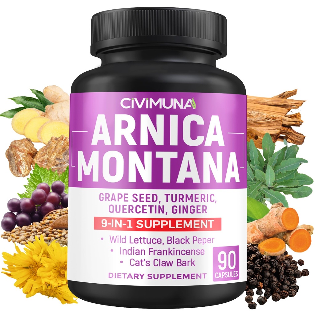 Arnica Kapsle s Arnica, Grape Seed, Turmeric a více - 90 Kapsle pro 3 měsíce Dodávka