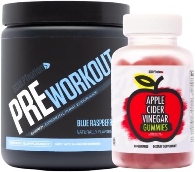 Sochařský národ od V Shred Pre Workout Blue Raspberry a jablečné octové gumy Bundle