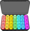Zoksi 7 Day Pill Organizátor 4 krát denně, Týdenní Pill Box, Travel Pill Case, Daily Medicine Organizátor, Léčebný kontejner s 28 přenosné kompartmenty pro rybí oleje, vitamíny nebo doplňky (Black)