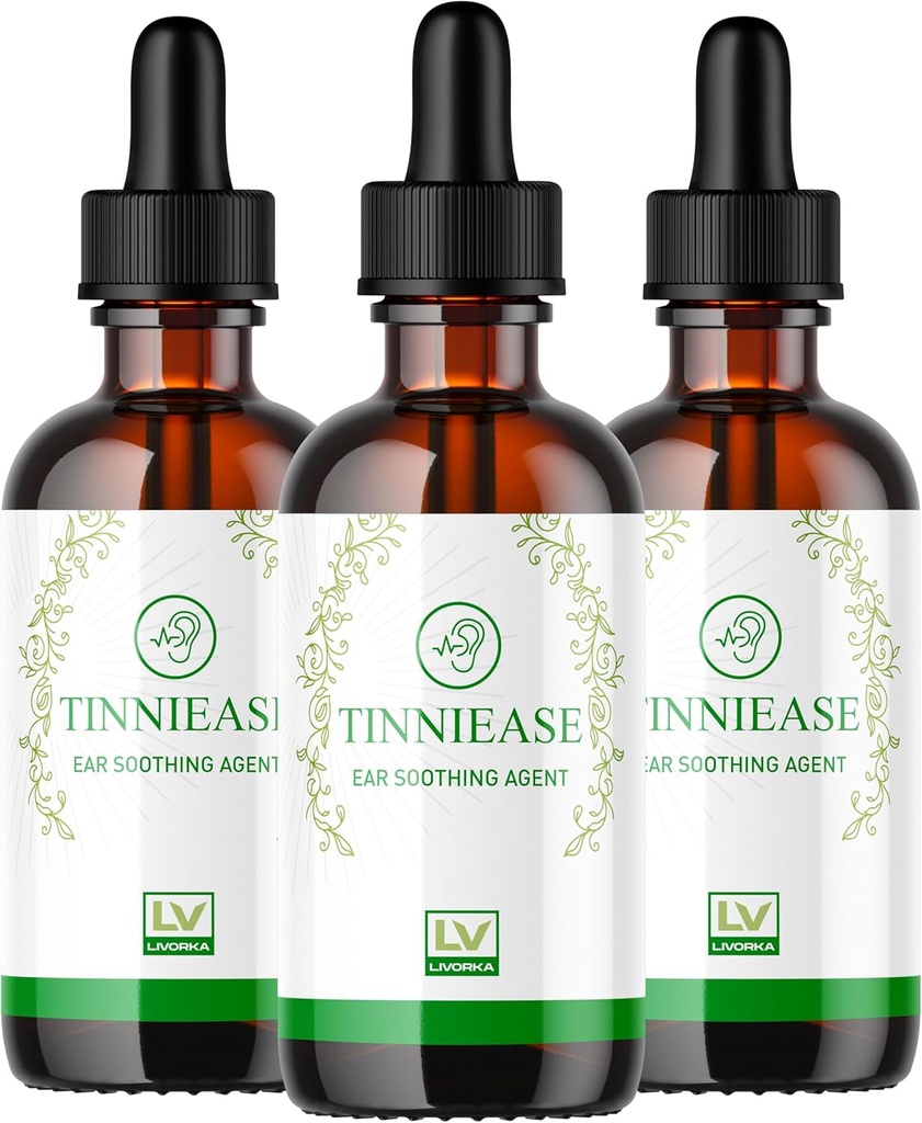 LIVORKA (3 Pack) Tinniease Drops, Tinniease Drops for Sluch Support, Tinni Ease Drops, Tinniease Ear Drops, 3 Lahve na 90 dní