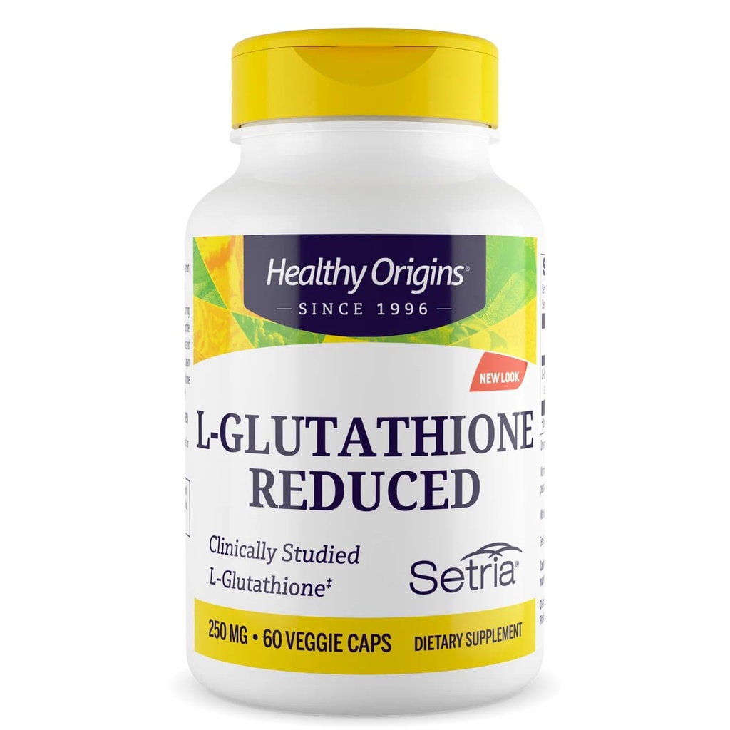 Zdravý původ L- Glutathione 250 mg (Setria, Non- GMO, gluten zdarma, antioxidant, imunitní podpora, kožní podpora), 60 Veggie Caps