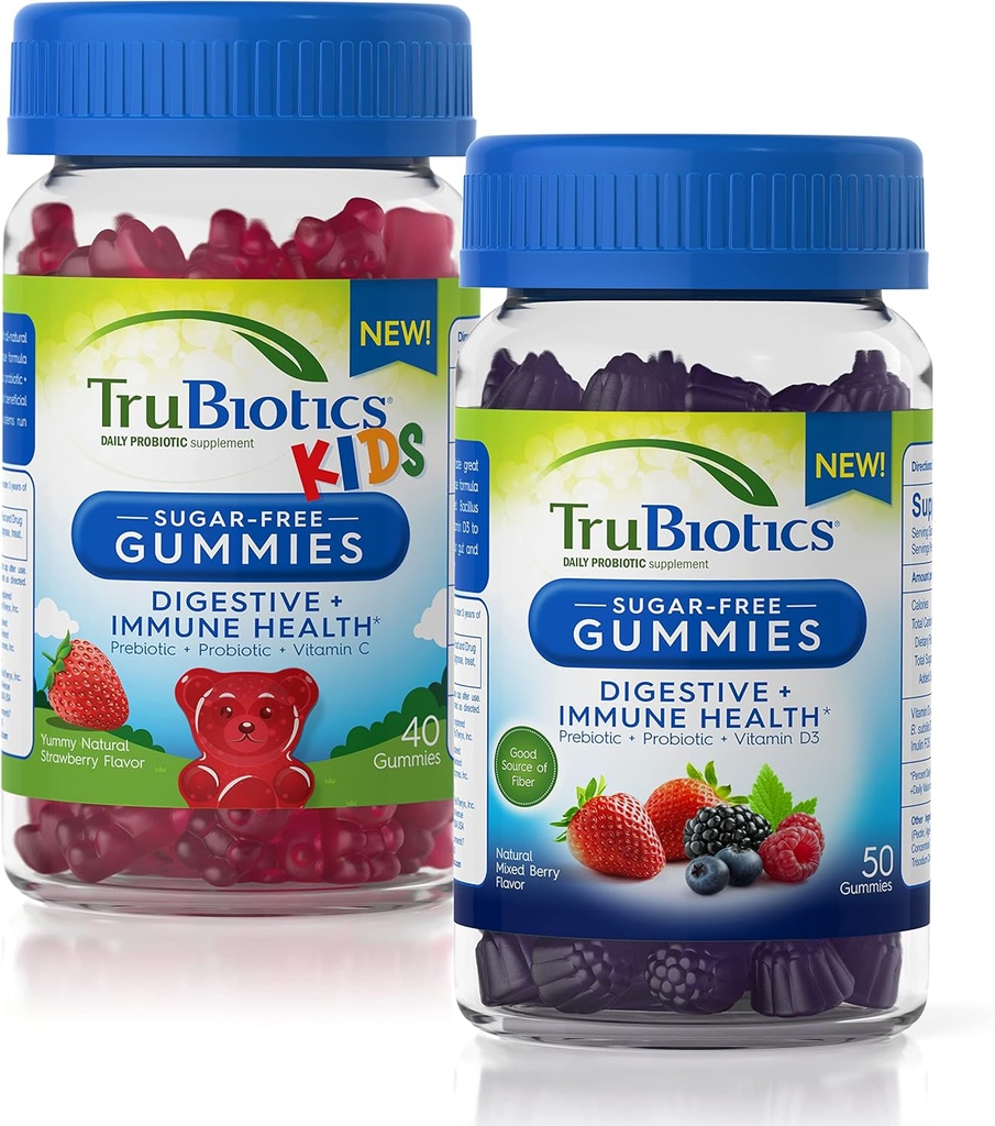 TruBiotics Sugar- Free Gummies pro trávicí + imunitní zdraví pro dospělé a děti Bundle