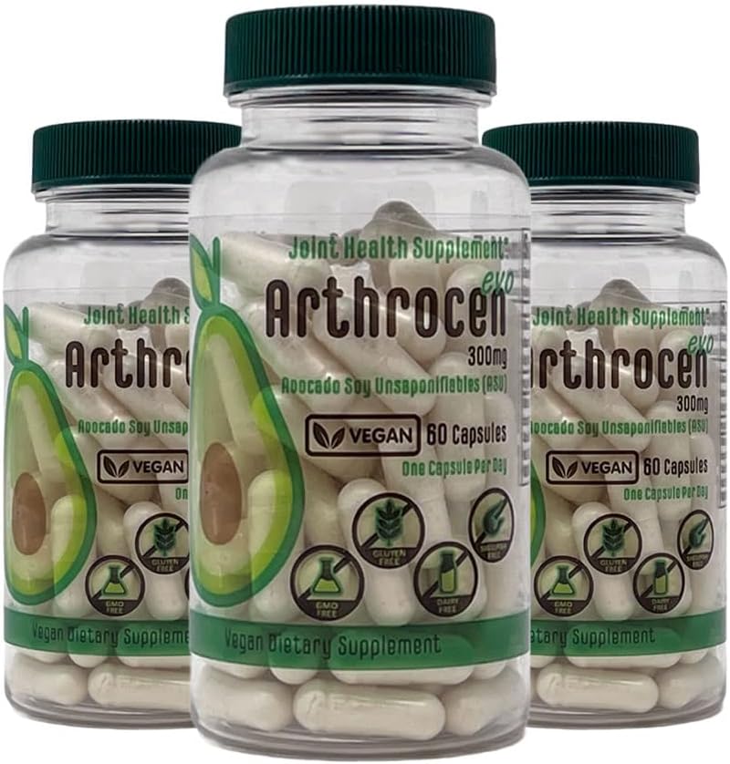 EVO Vegan Společný zdravotní dodatek, 300Mg Avocado Soy Unsaponiable, 60 Day Supply, Jedna kapsle za den (6 měsíců)
