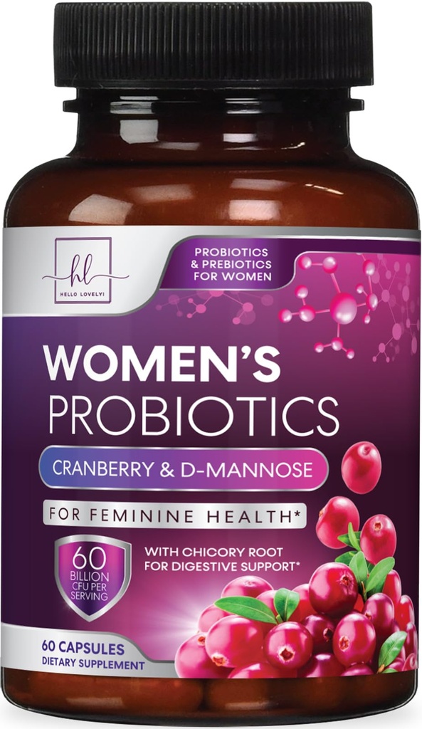 Probiotika pro ženy stravitelná zdravotní podpora - 60 miliard CFU Ženské Probiotika, 16 Strany, pro pH bilance, Vaginální podpora s Cranberry pro Gut zdraví, Močová a imunitní podpora - 60 Kapsle
