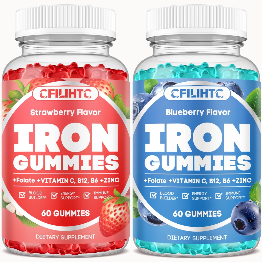 2 Pack železné gumy pro dospělé a děti Železný doplněk jahodové borůvkové Flavor