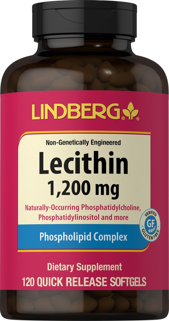 Lindberg Lecitin 1200mg dodatek 124; pro muže a ženy 124; 120 Softgel Kapsle 124; Fosfolipidový komplex 124; Non- GMO, gluten zdarma