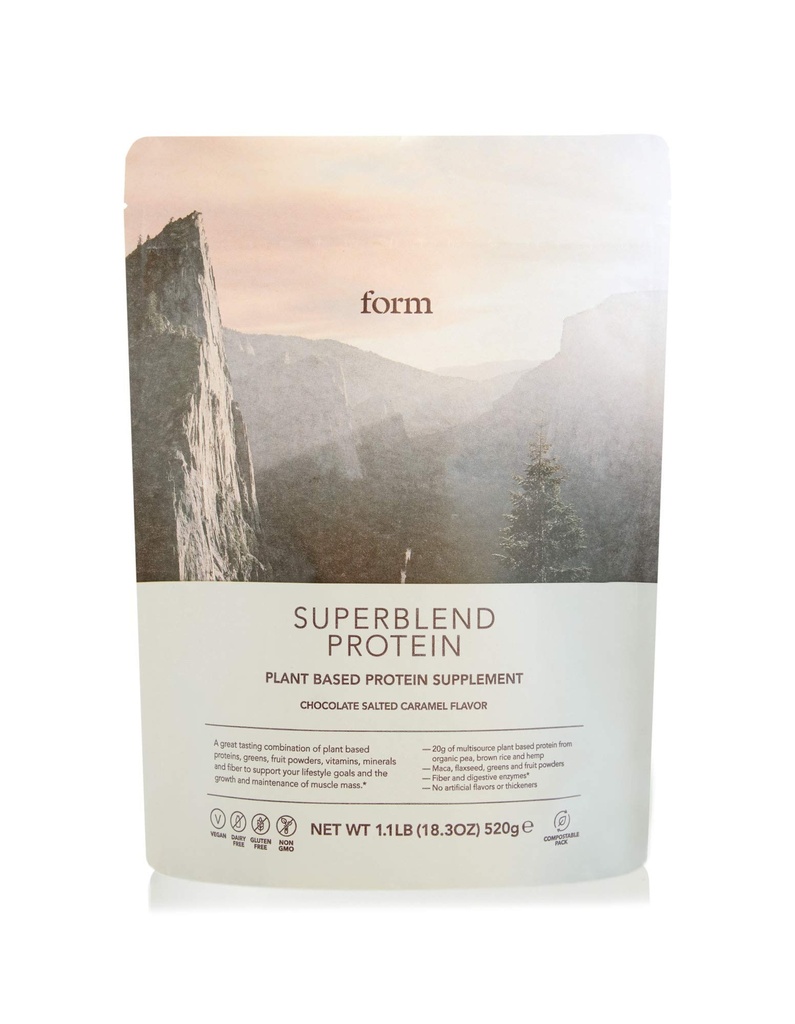 Supravodivý protein - Veganský proteinový prášek se superpotravinami, vitamíny a minerály - 20g rostlinného proteinu na jedno servírování (čokoládový slaný karamel)