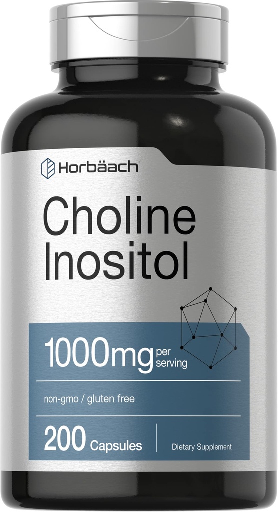 Horbaach Cholin Inositol 1000mg Dodatek 124; 200 Kapsle 124; Non- GMO, gluten zdarma