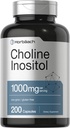 Horbaach Cholin Inositol 1000mg Dodatek 124; 200 Kapsle 124; Non- GMO, gluten zdarma