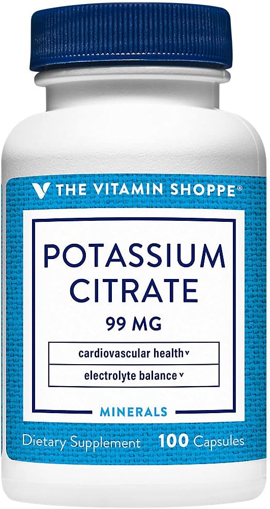 Vitamin Shoppe kalium Citrát 99MG, podporuje kardiovaskulární a buněčné zdraví (100 kapslí)