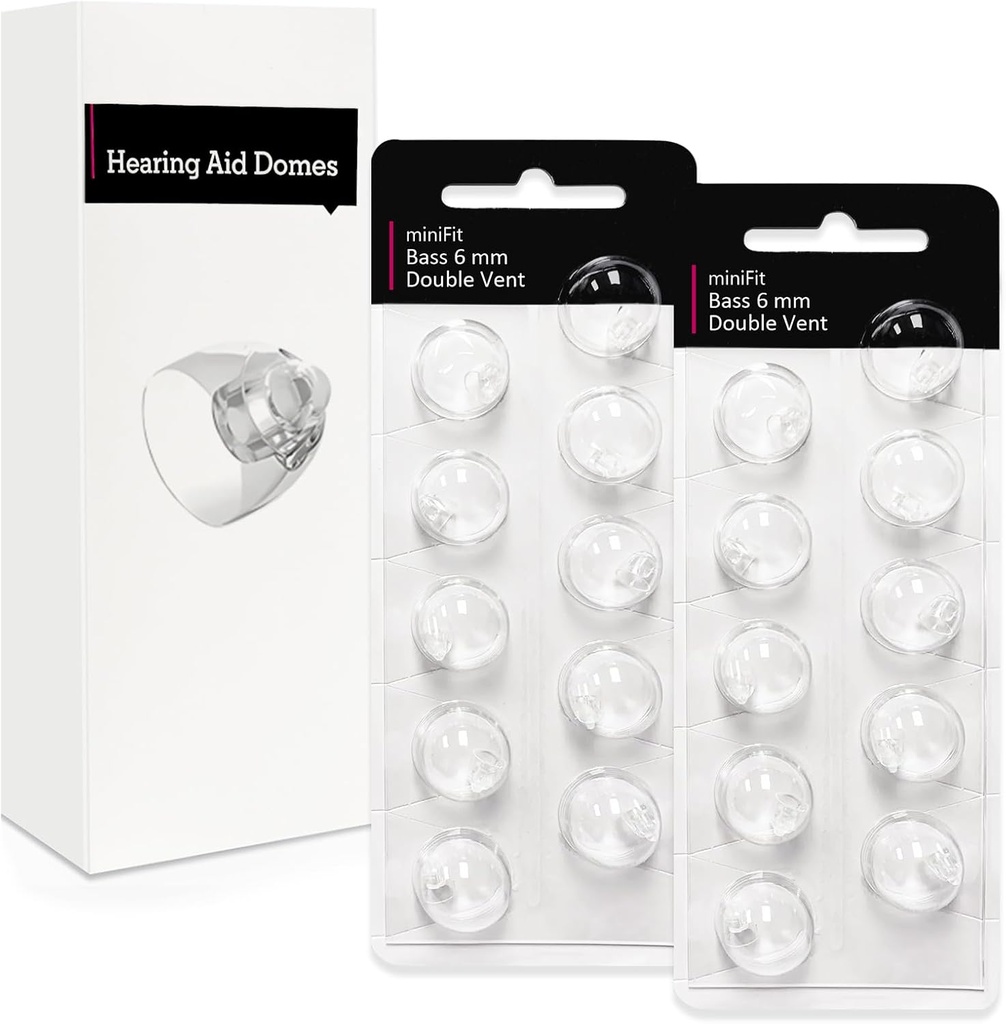 Double Vent 6mm- Domy pro podporu sluchu pro Oticon minifit, Oticon Supplies pro podporu sluchu, Náhradní díly Příslušenství Univerzální Otikon Domy pro úklidové kity pro sluchové pomůcky (20 Pcs)