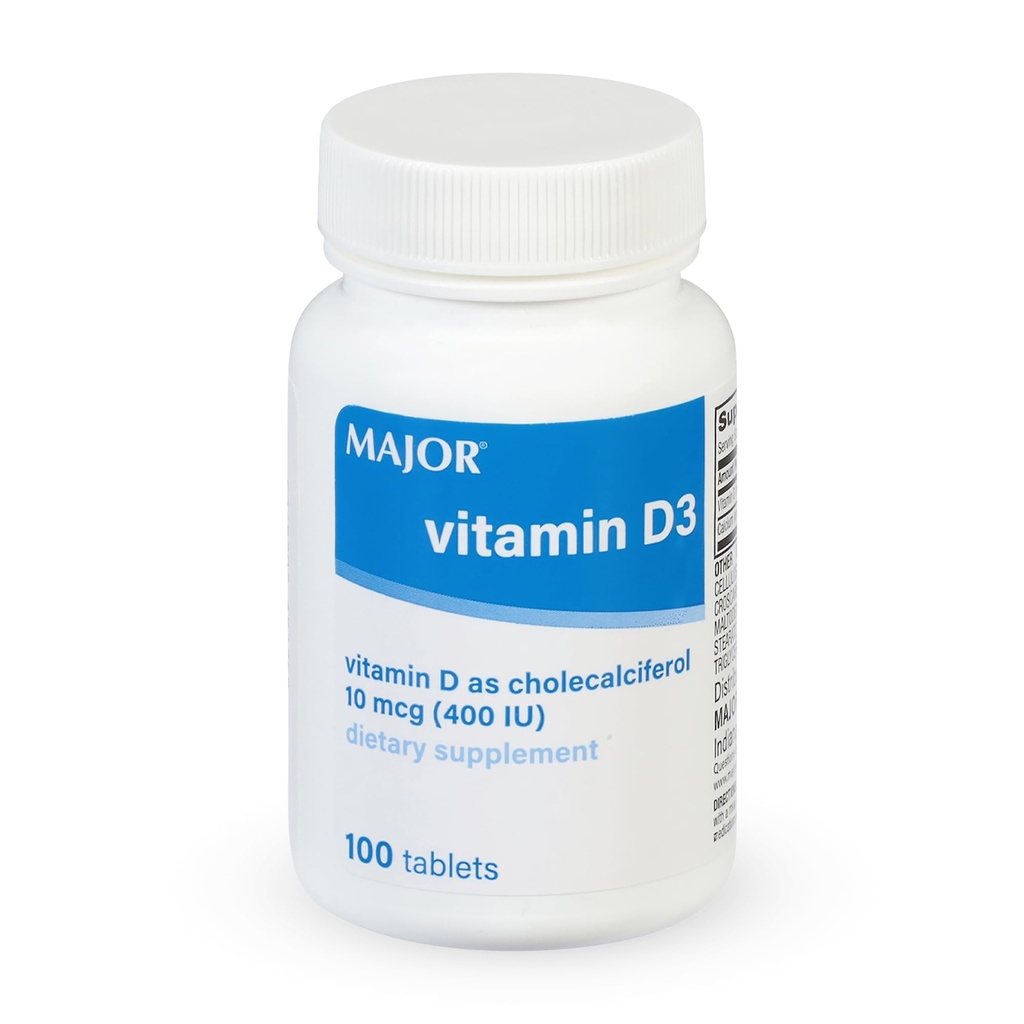 MAJOR Vitamin D3 10mcg (400 IU) - Obsahuje 25 mg vápníku - dodatek stravy - 100 tablet (1 balení)