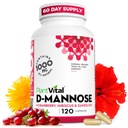 Plantvital D Mannose Kapsle s Cranberry - D- mannose 1000mg Kapsle - Vysoká účinnost pro močové měchýře, ledviny a močové cesty Podpora. Brusinkový prášek s ibiškem a pampeliškou. 2 měsíce Dodávka