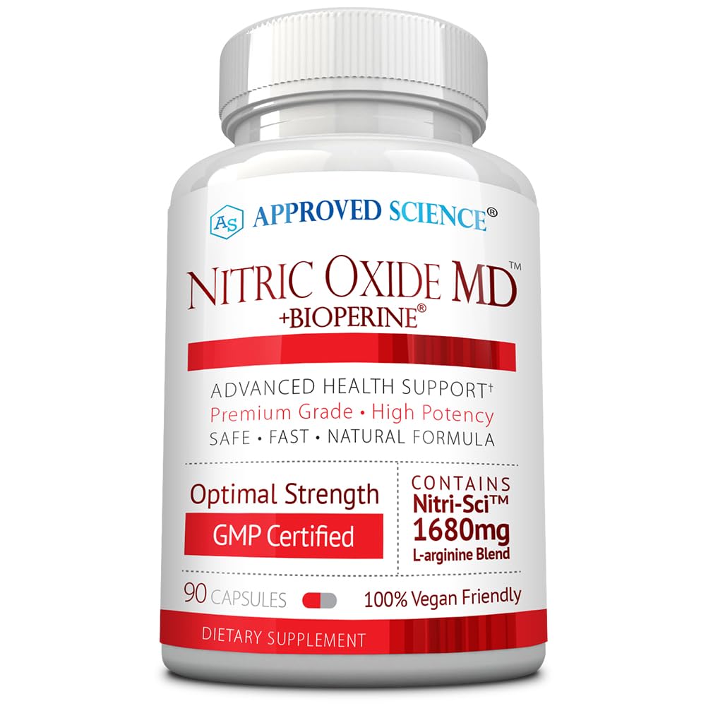 Schválené Science Nitric Oxide MD - Svalový vývoj, Lean Body Mass, Zlepšení dodávky kyslíku, Zvýšení energie - 90 Kapsle - 1 Lahvička