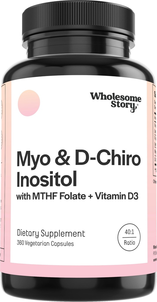 Myo- Inositol & D- Chiro Inositol Kapsle s MTHF, Folát, Vitamin D '124; Podpora ovariální funkce, Hormonální bilance, & Homocysteinové úrovně 124; Plodnost doplňky pro ženy 124; 360 Počet 40: 1 Poměr