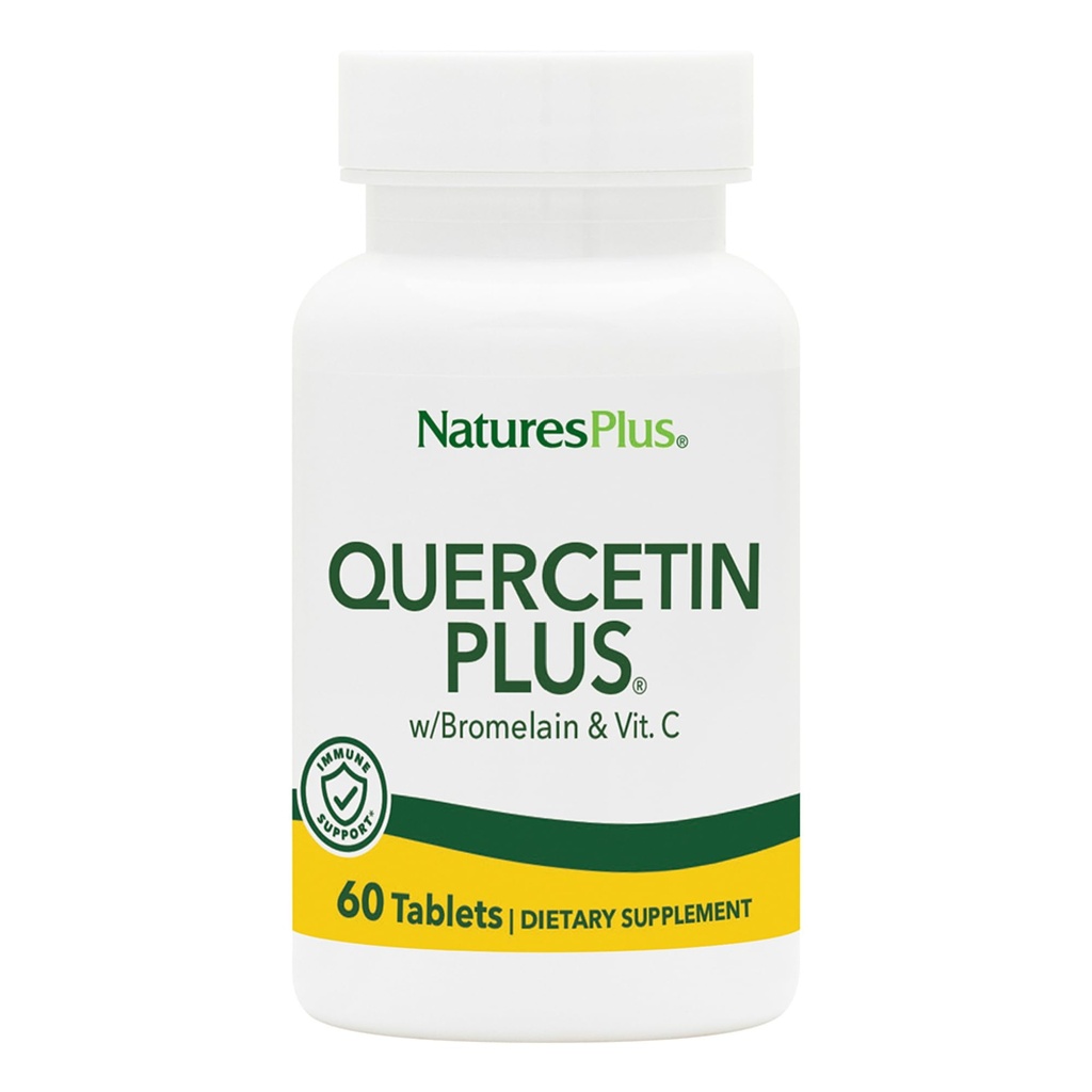 NaturesPlus Quercetin Plus s vitamínem C & Bromelain - 650 mg, 60 Vegetariánských tablet - Bezlepkové - 30 Služeb