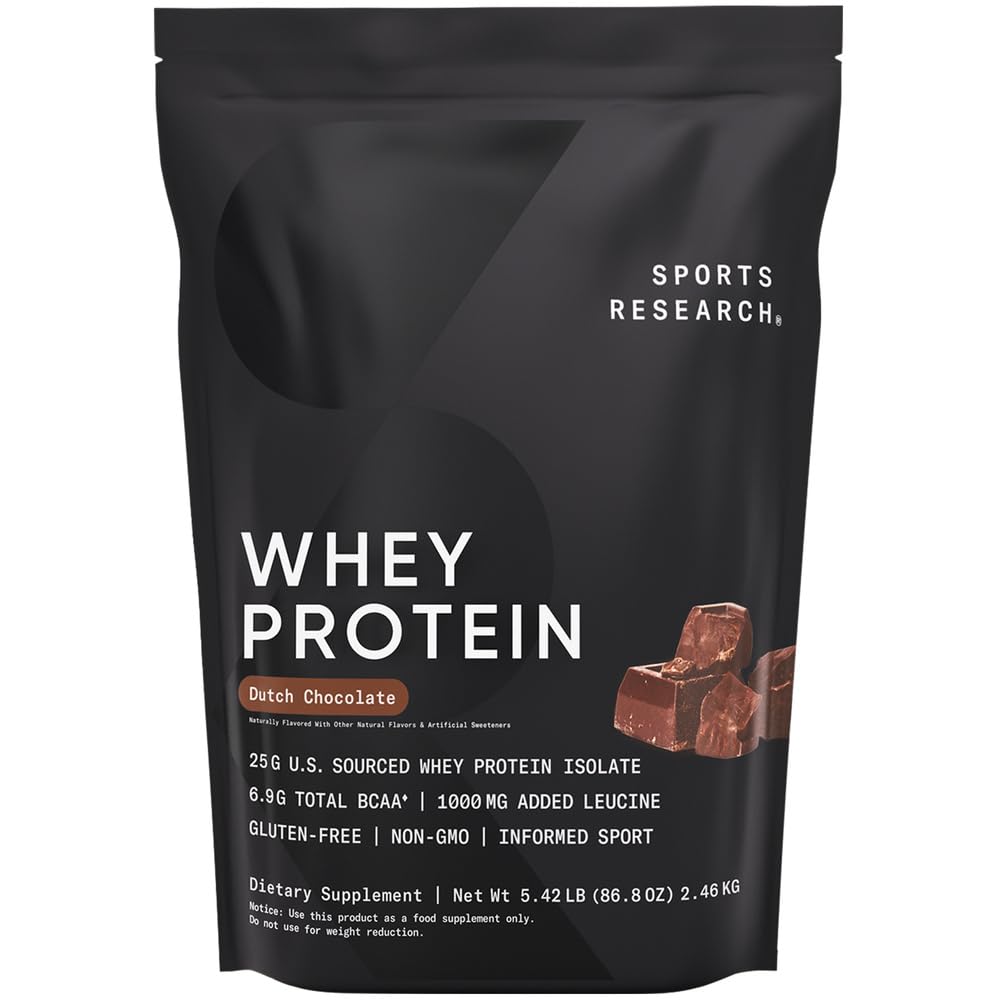 Sports Research® Whey Protein Isolate Powder Dutch Chocolate, 5.42lb Bag