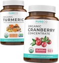 Koncentrát pro kurkumy a brusinky (4- měsíční zásoba) Cranberry Curcumin Bundle of Organic Turmeric Curcumin with Black Pepper & Ginger (120 Caps) & Organic Cranberry Concentrate 50: 1 Extract (120 Caps)