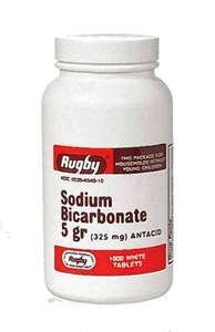 Rugby Sodná sůl BICARB 5GR TAB Sodná sůl BICARBONATE- 325 MG Bílá 1000 Tablety UPC 305361046101