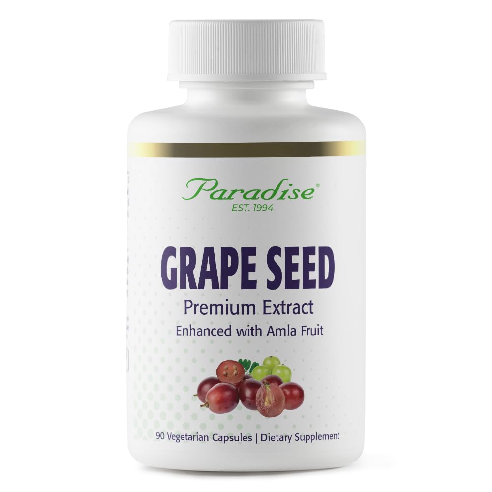 Paradise Herbs Grape Seed Extract, Active All Spectrum, Antioxidant, Vegan, Non GMO, Gluten Free, 90 Vegetariánské kapsle