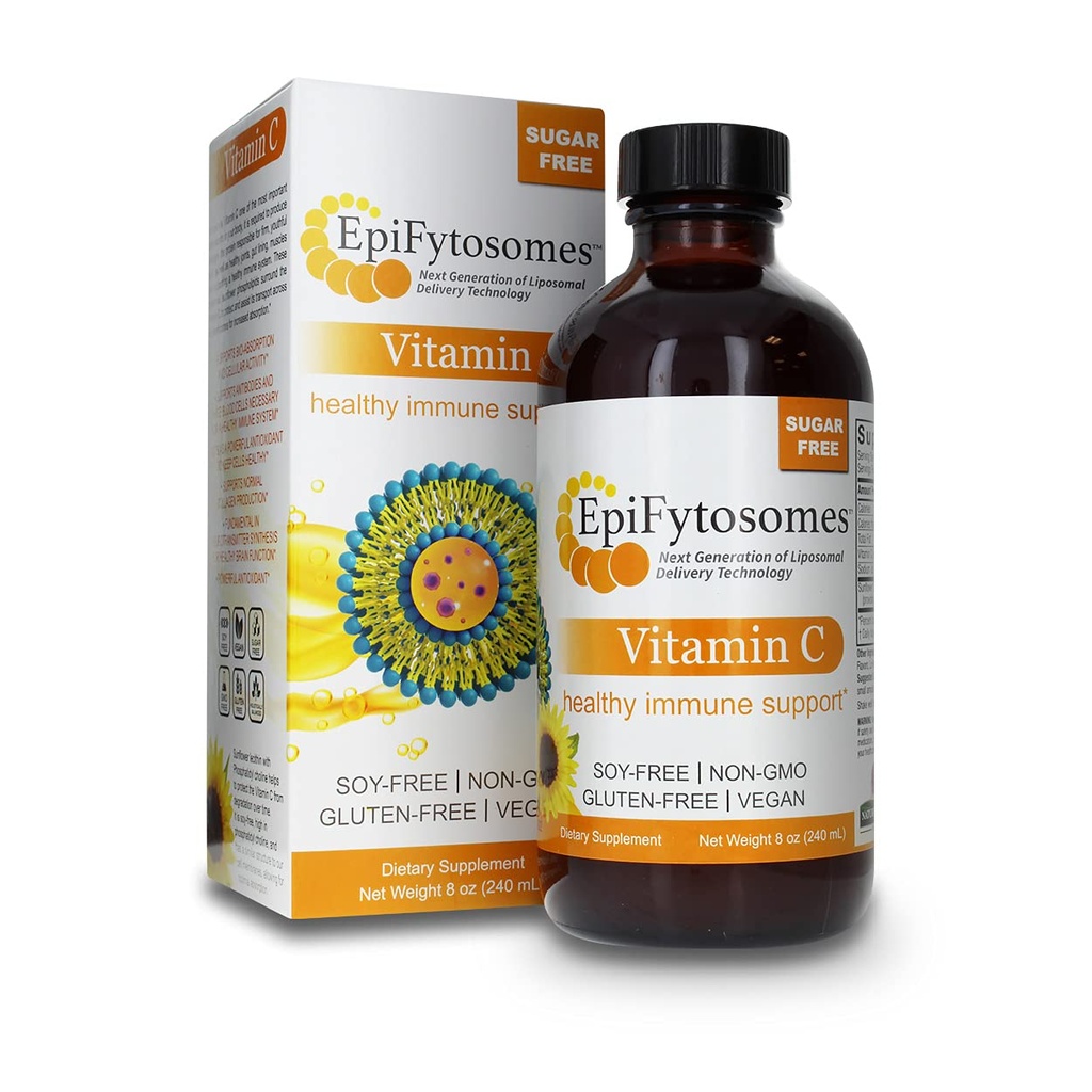 Liposomální vitamín C Odpověď přírody EpiFytosomes Vitamin C 1000 mg per Serving - Vegan Dietní dodatek - Soy gluten Free Non GMO - Ideální pro zdravou imunitní podporu - 6 ml (40 Servings per Bottle)