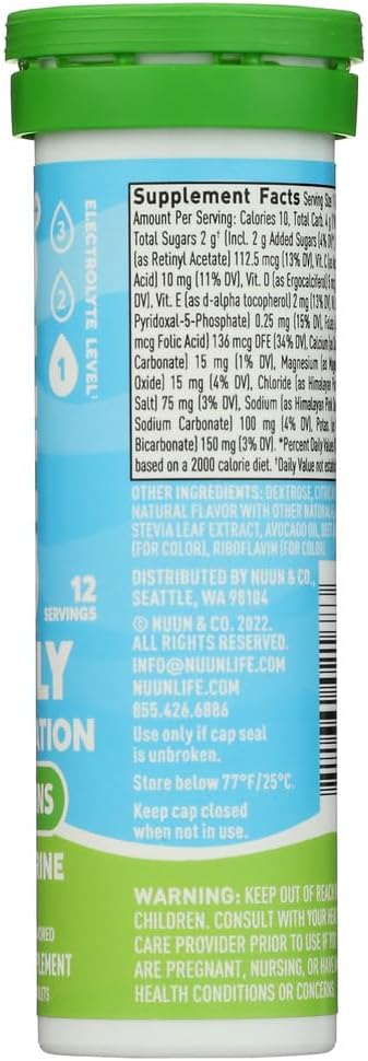 Nuun Vitamíny: Electrolyte + Vitamíny Pitné tablety, Tangerine Lime, 12 Počet (balení po 4)