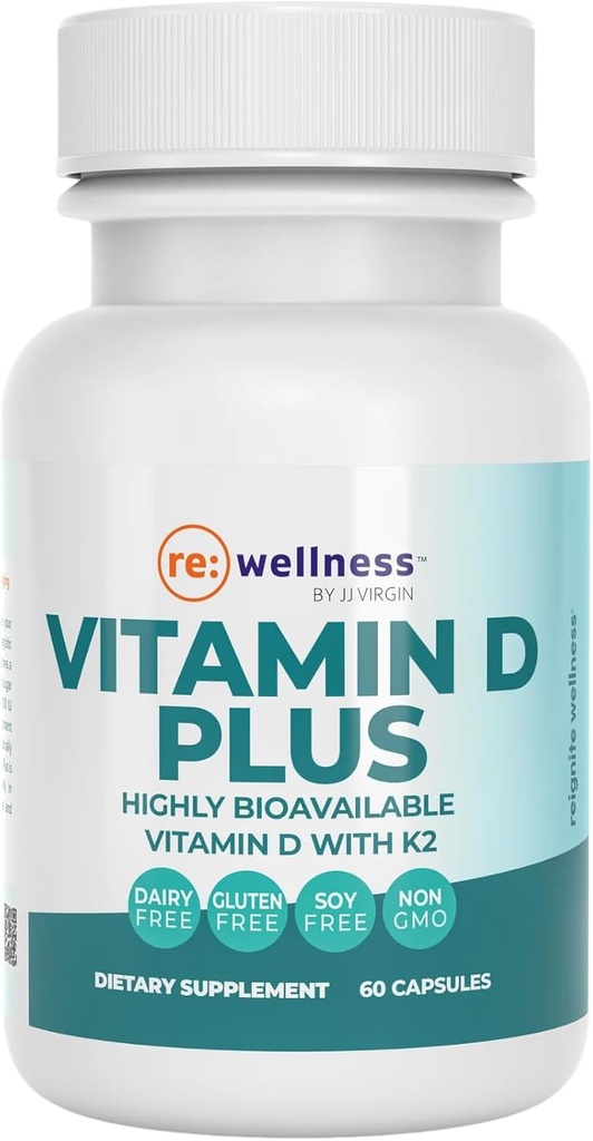 Reignite Wellness by JJ Virgin Virgin Virgin Virgin 124; Vitamin D Plus Virgin 124; Relevantní Serving of 5000 IU, Vysoce absorbovatelný vitamin D + Vitamin K1 & K2 Virgin 124; GG dodatek pro imunitní zdraví 124; Kostní a srdeční dodatek 124; 60 Softgels